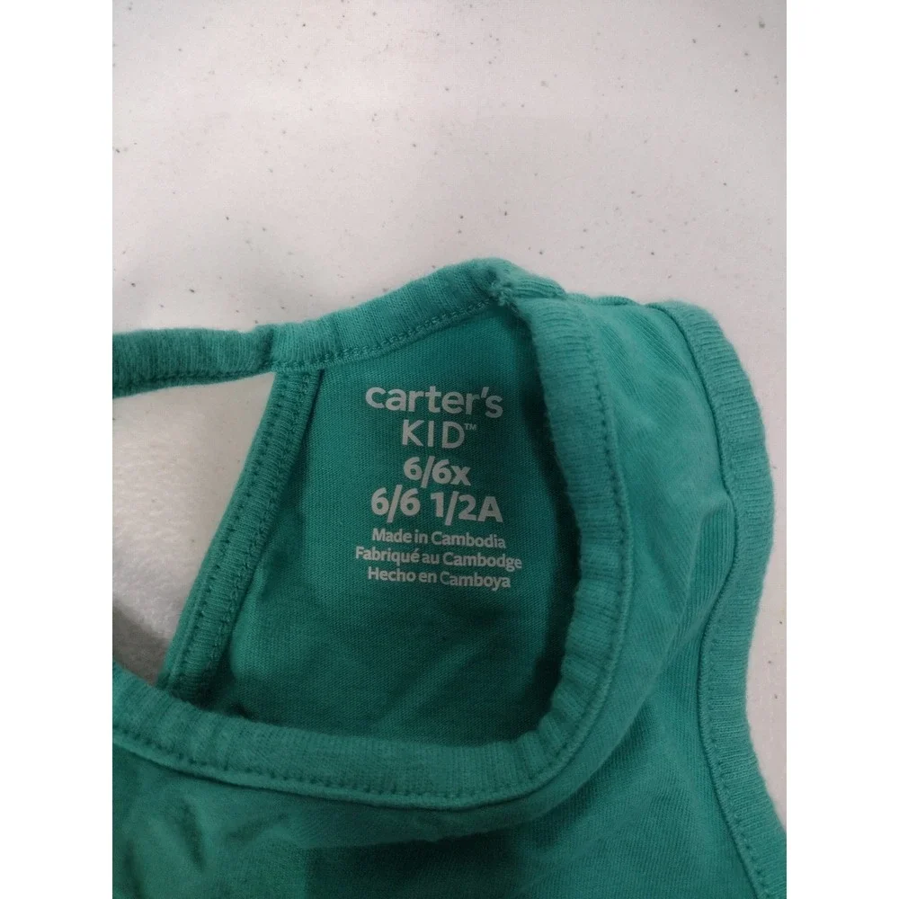 Carters Kid Girls 6/6X Mermaid Tank Top and Striped Leggings 2-Piece Set Teal